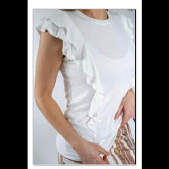 Zara Collection  White Ruffle Top Short Sleeve Top Sz M - Picture 1 of 7